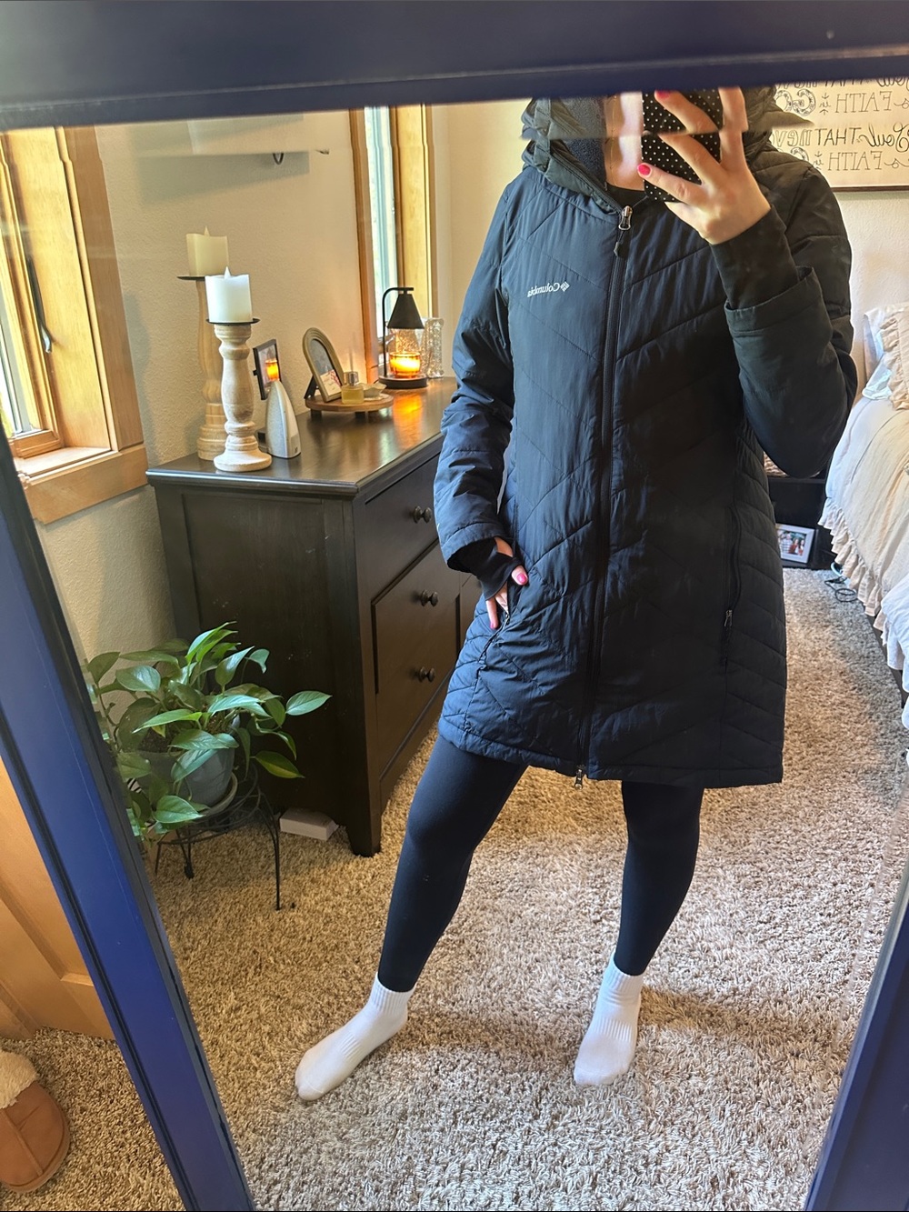 Columbia Black Quilted Hooded Long Puffer Coat